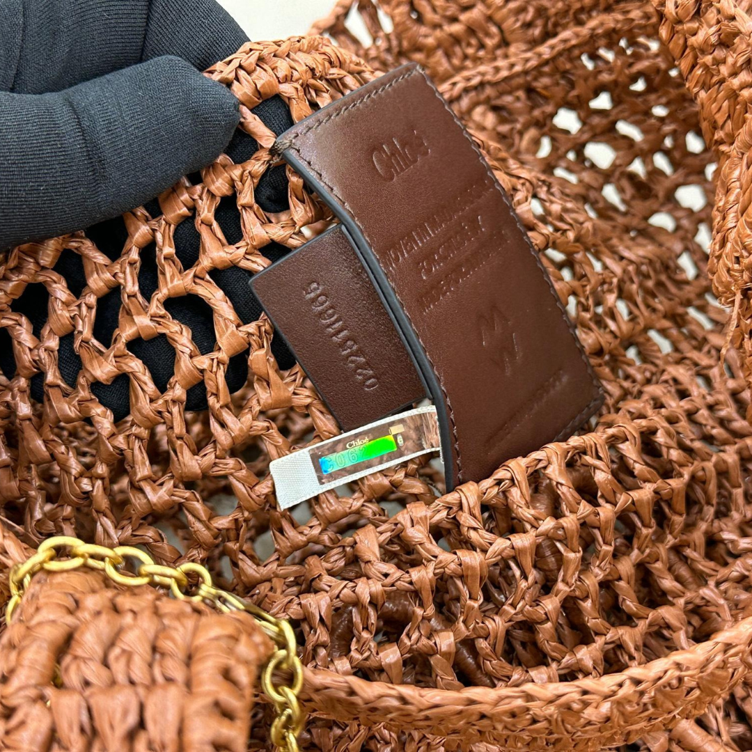 CHLOÉ SOMMER-BANANEN-TASCHE AUS RAPHIA