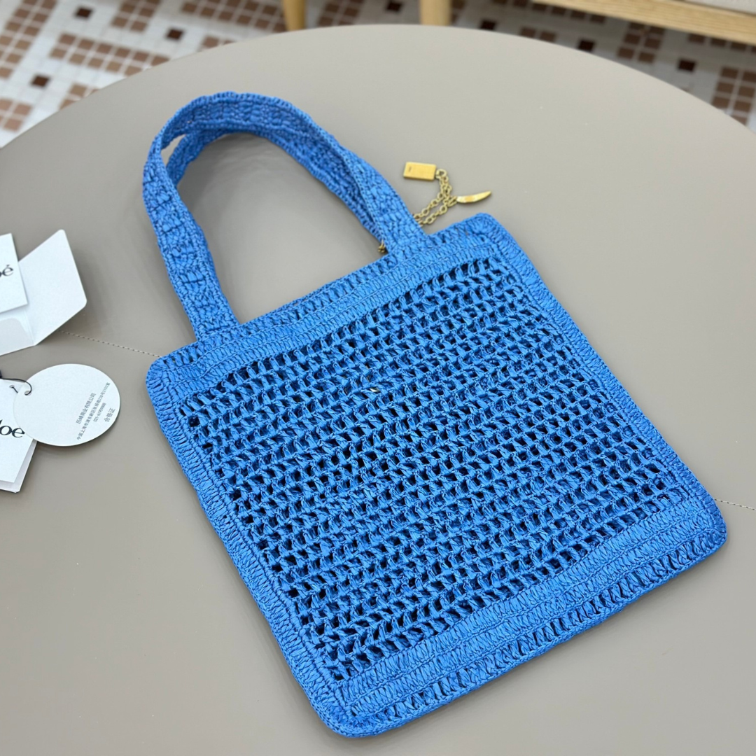 CHLOÉ SOMMER-BANANEN-TASCHE AUS RAPHIA