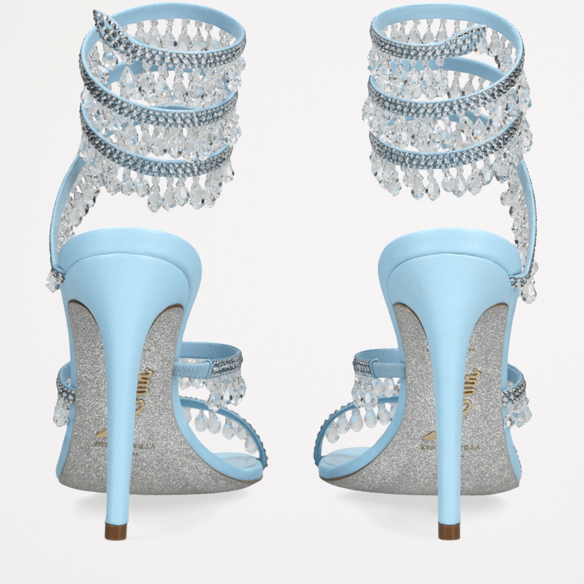 René Caovilla – Blue Chandelier Heel Sandals 105 mm