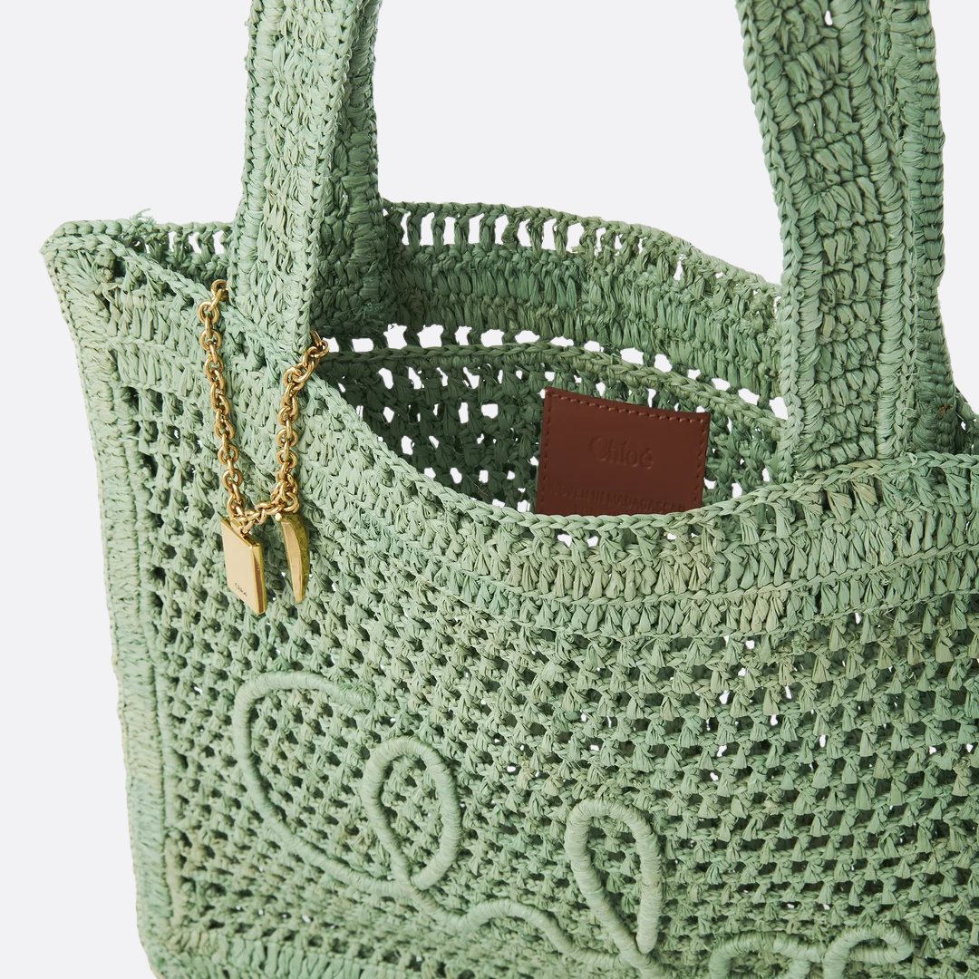 CHLOÉ SOMMER-BANANEN-TASCHE AUS RAPHIA