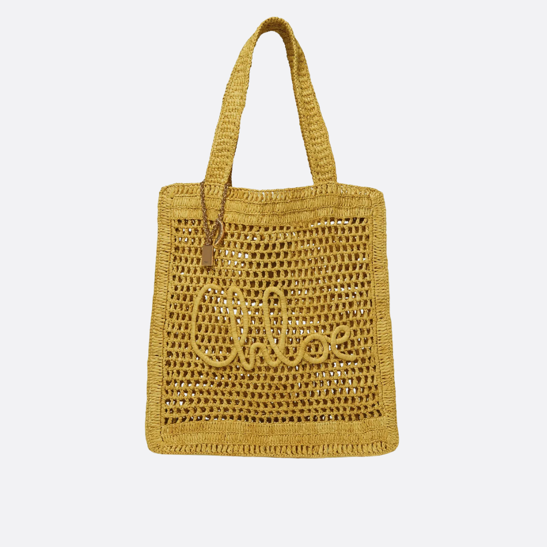 CHLOÉ SOMMER-BANANEN-TASCHE AUS RAPHIA