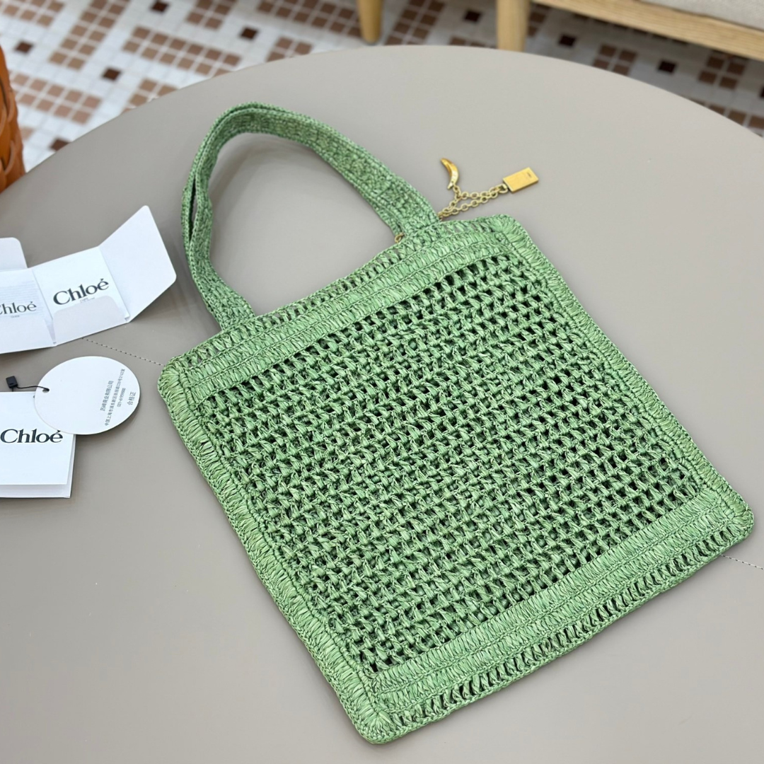 CHLOÉ SOMMER-BANANEN-TASCHE AUS RAPHIA