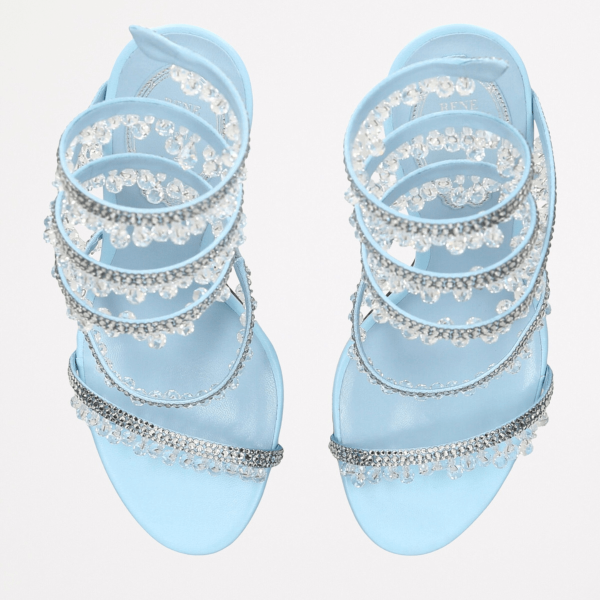 René Caovilla – Blue Chandelier Heel Sandals 105 mm