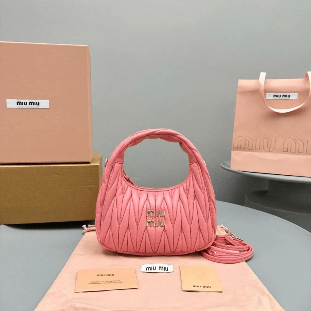 Miu Miu – Wander Shoulder in Matelassé Nappa Leather