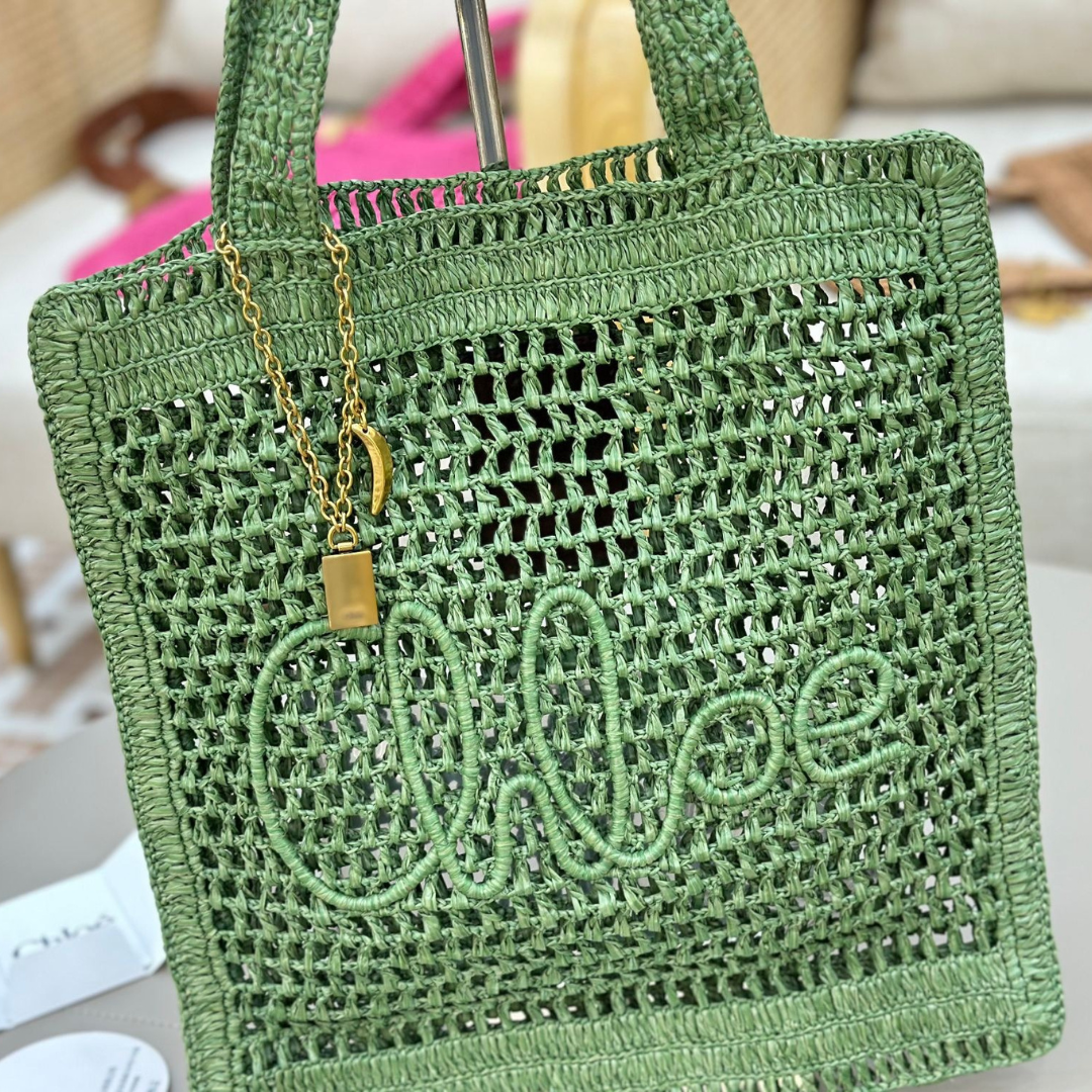 CHLOÉ SOMMER-BANANEN-TASCHE AUS RAPHIA