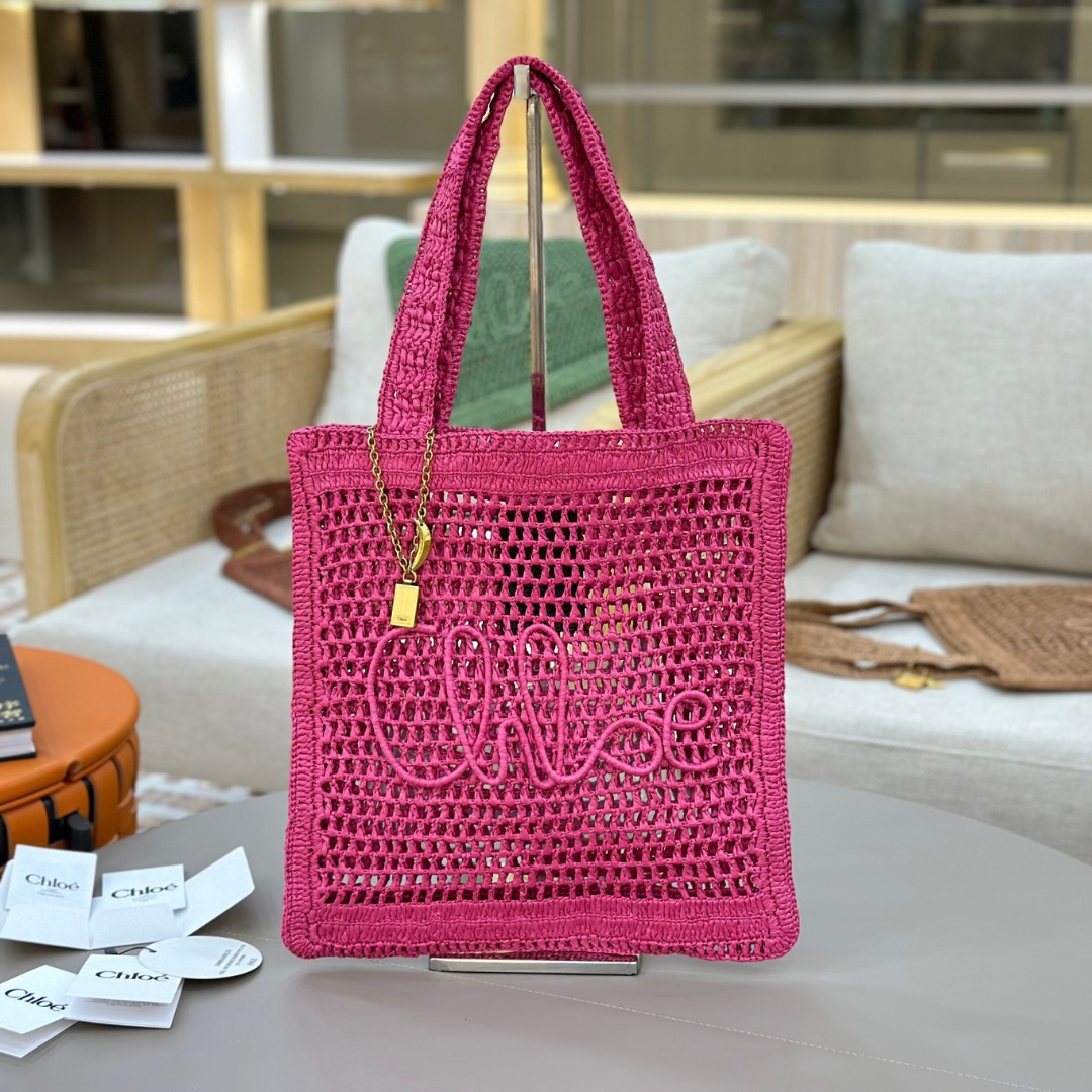 CHLOÉ SOMMER-BANANEN-TASCHE AUS RAPHIA