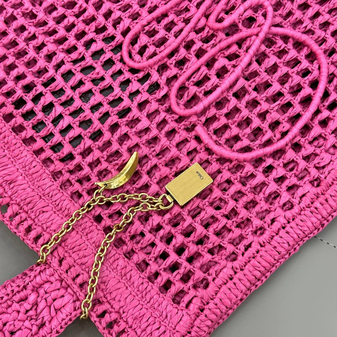 CHLOÉ SOMMER-BANANEN-TASCHE AUS RAPHIA