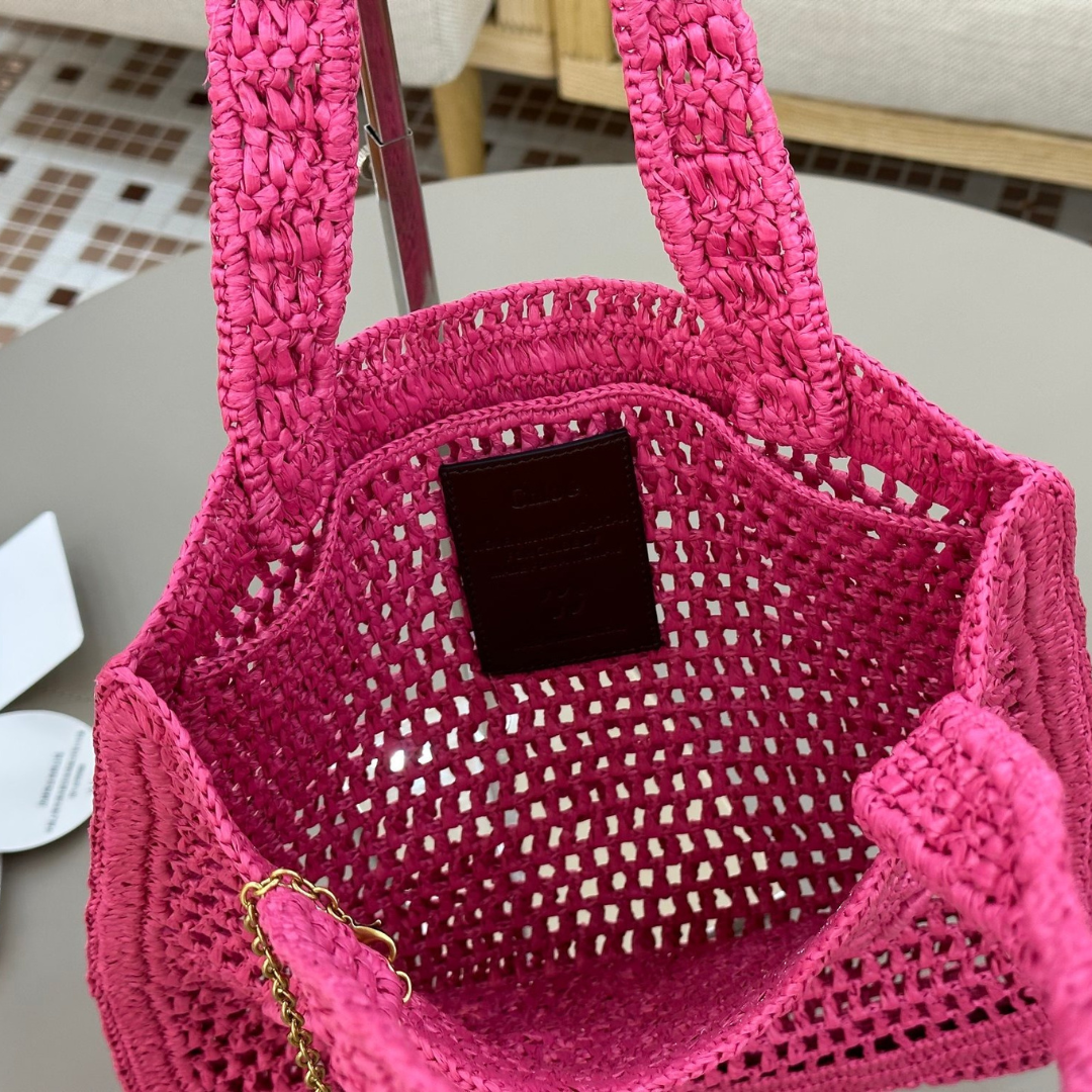 CHLOÉ SOMMER-BANANEN-TASCHE AUS RAPHIA