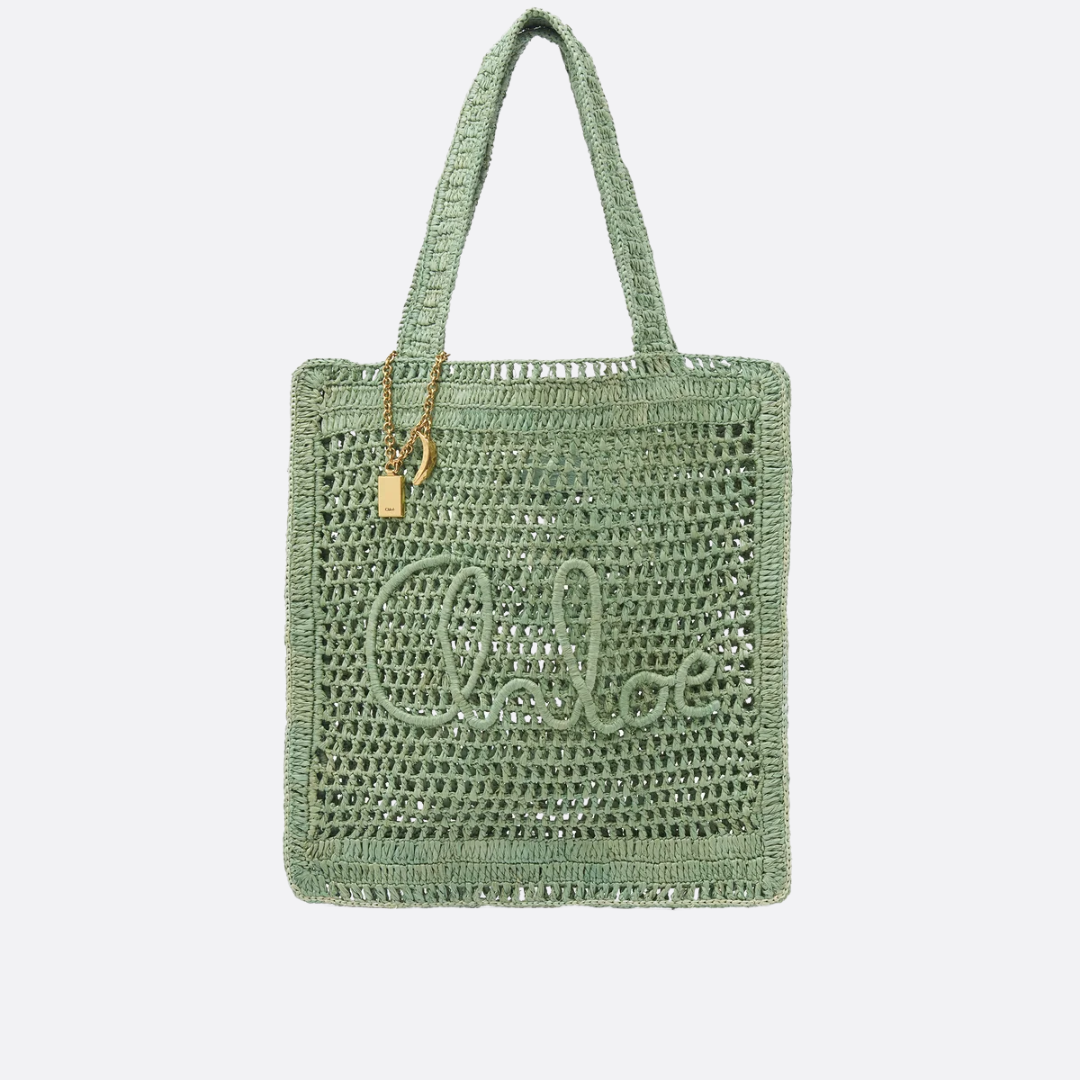 CHLOÉ SOMMER-BANANEN-TASCHE AUS RAPHIA