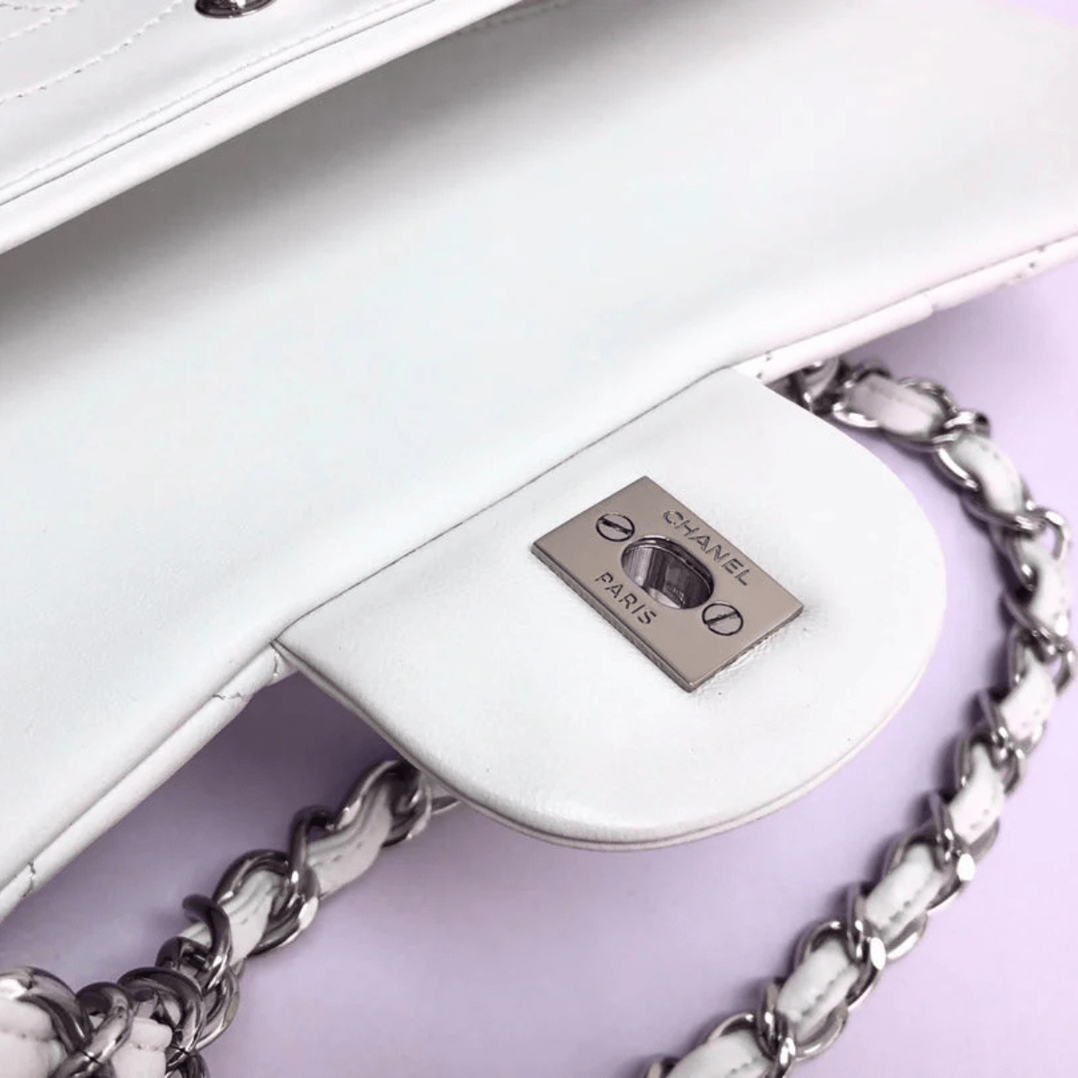 Chanel Classic Single Flap Tasche – Off White