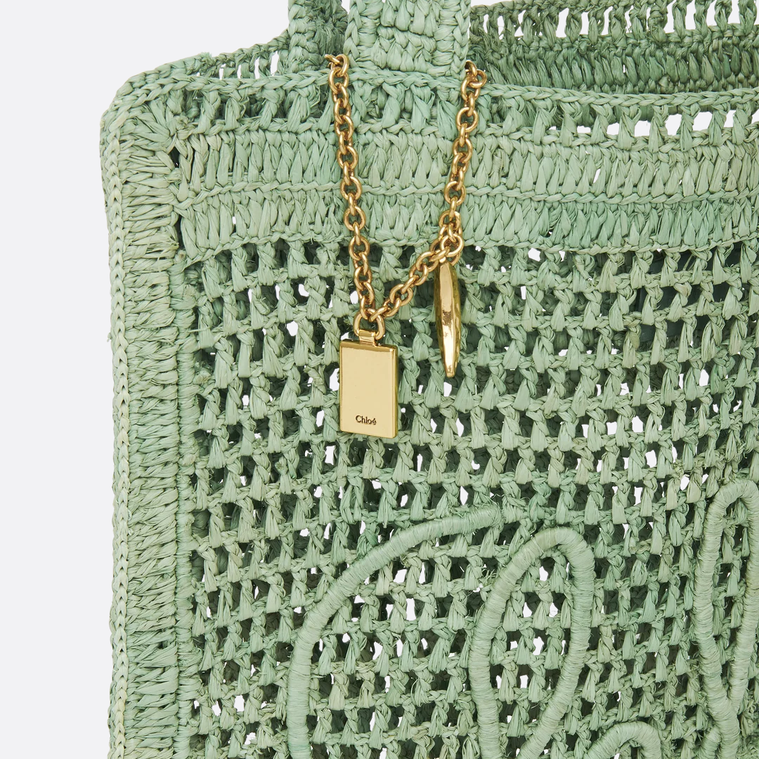 CHLOÉ SOMMER-BANANEN-TASCHE AUS RAPHIA