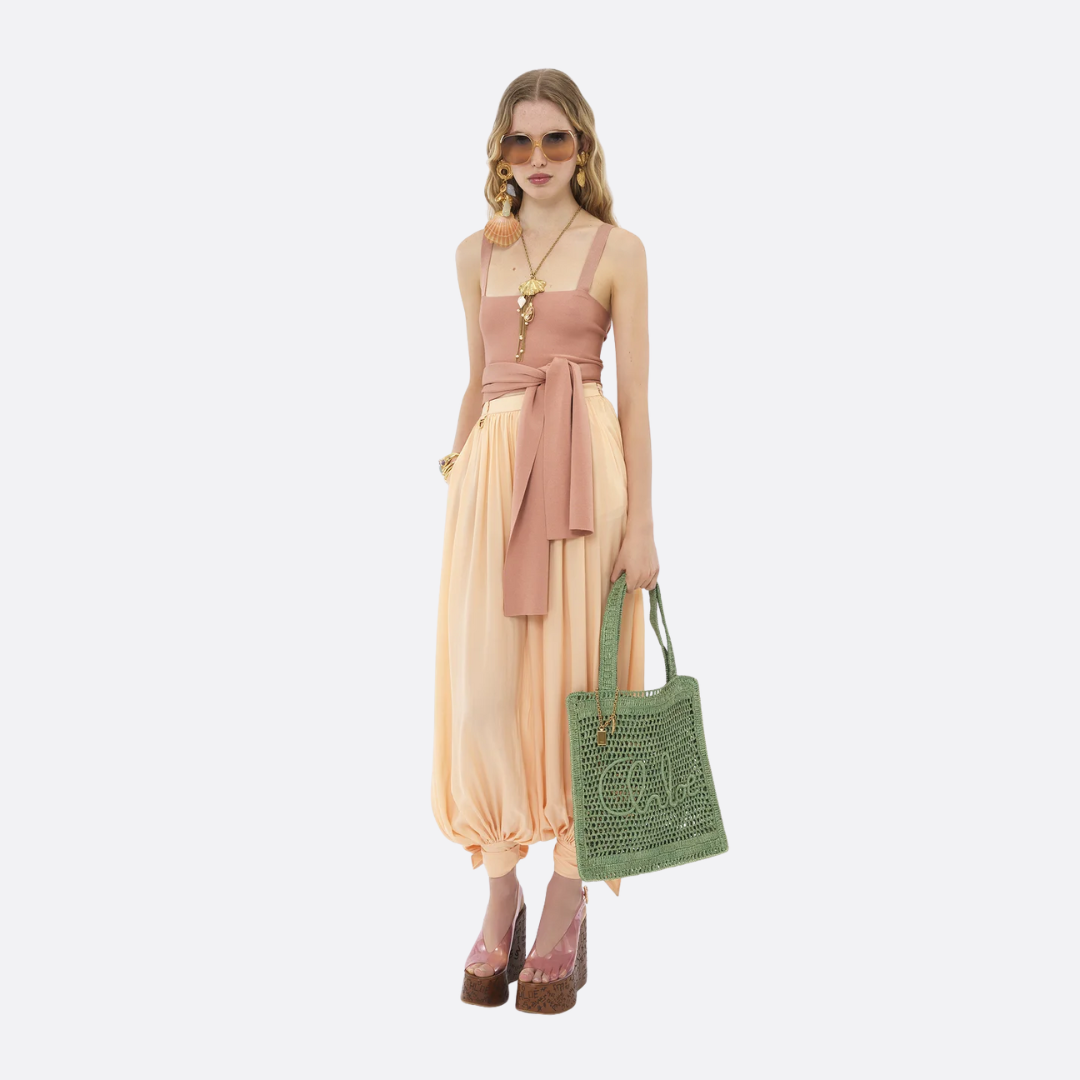 CHLOÉ SOMMER-BANANEN-TASCHE AUS RAPHIA