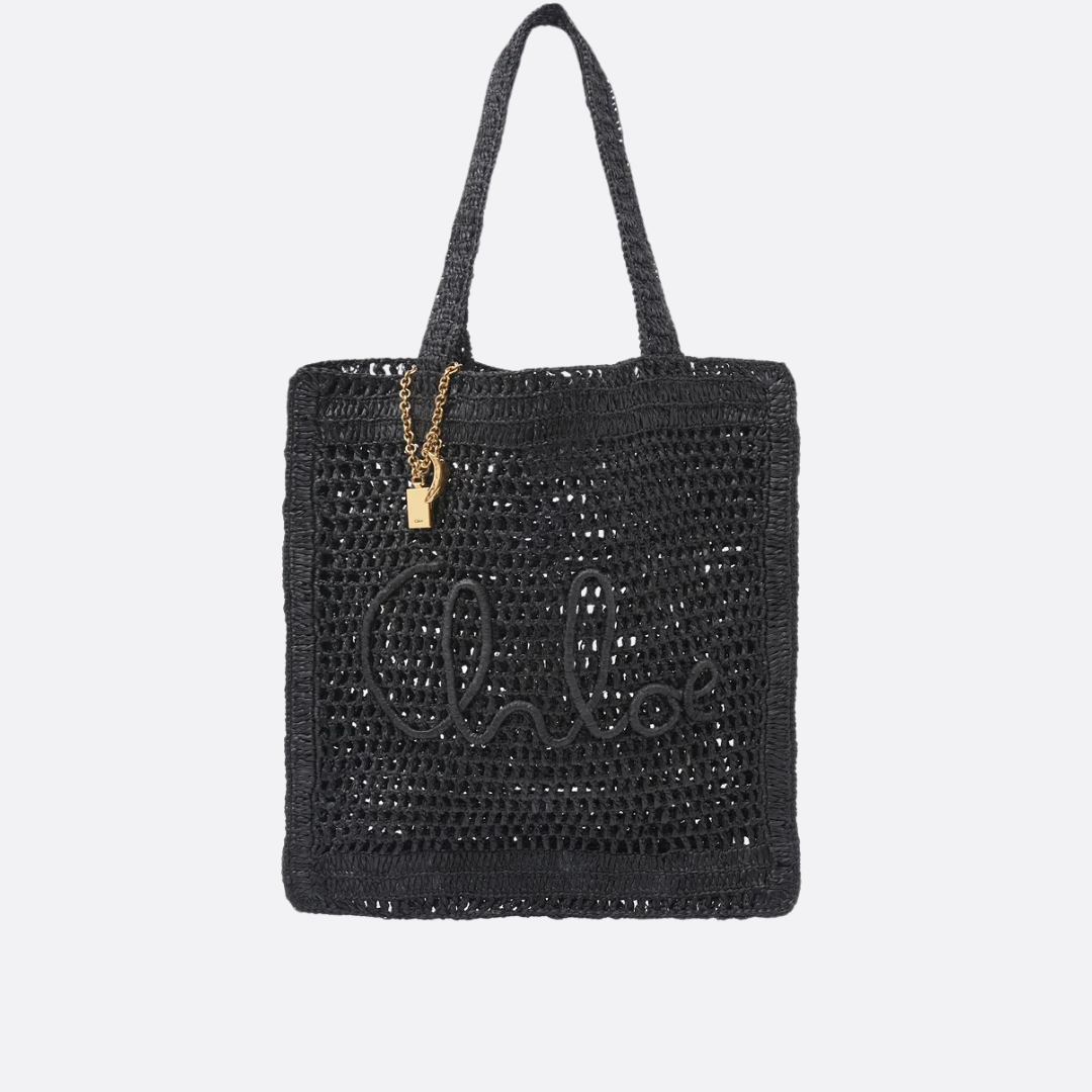 CHLOÉ SOMMER-BANANEN-TASCHE AUS RAPHIA