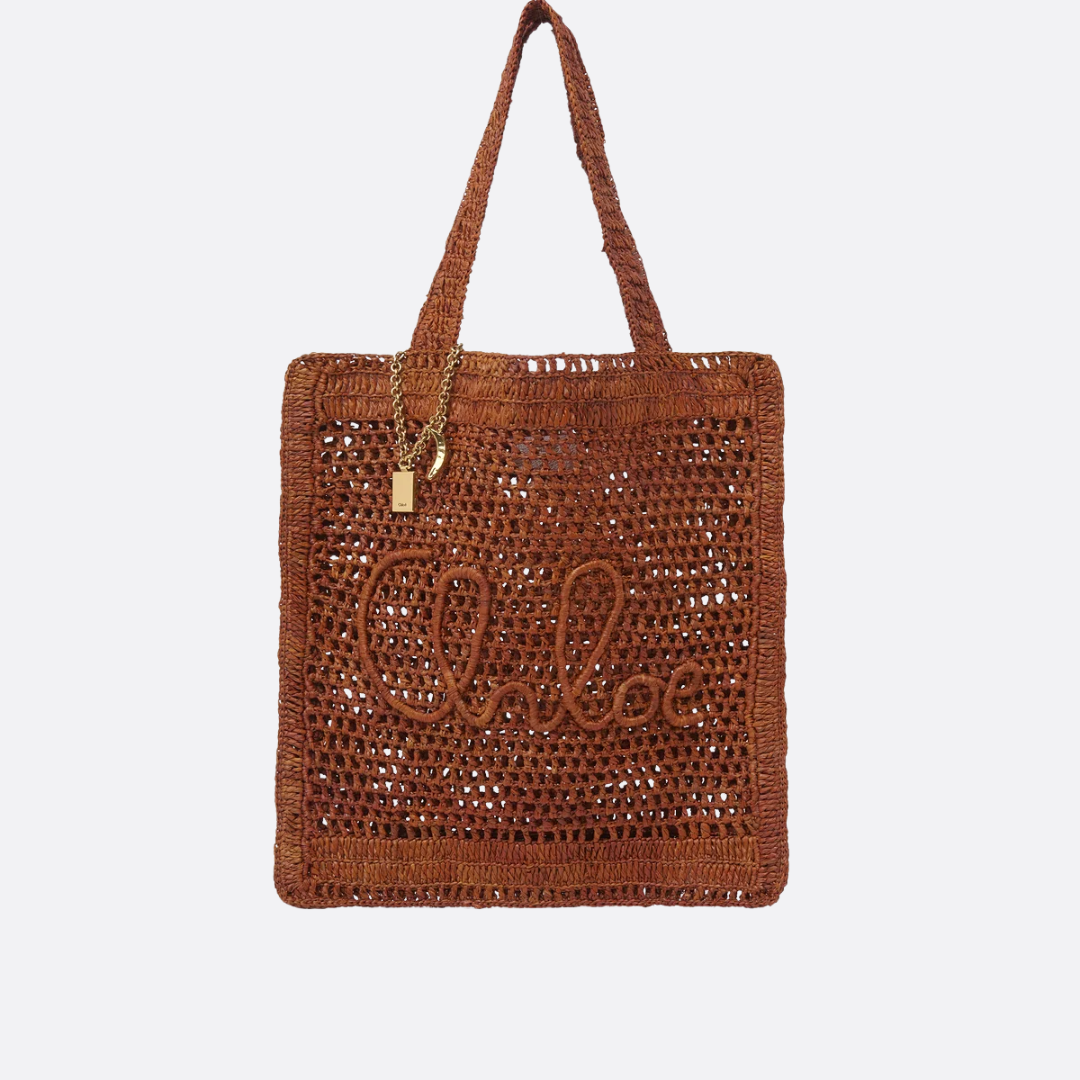 CHLOÉ SOMMER-BANANEN-TASCHE AUS RAPHIA