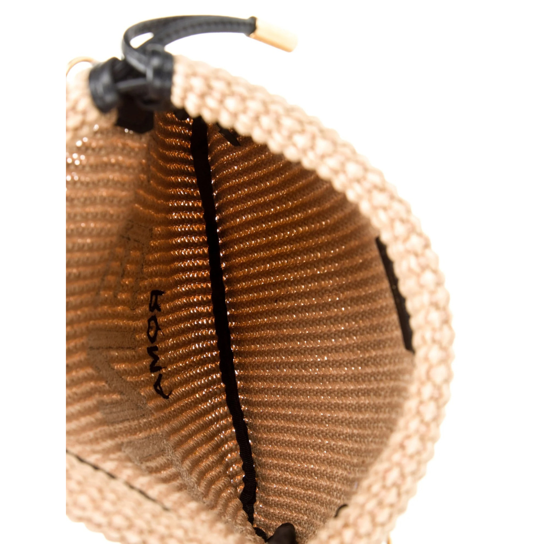 FENDI SACK SMALL GEWEBTE STROHTASCHE IN BEIGE