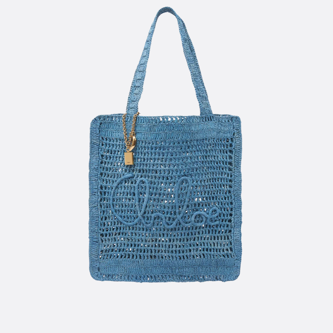 CHLOÉ SOMMER-BANANEN-TASCHE AUS RAPHIA