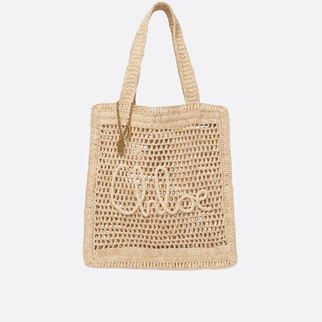 CHLOÉ SOMMER-BANANEN-TASCHE AUS RAPHIA