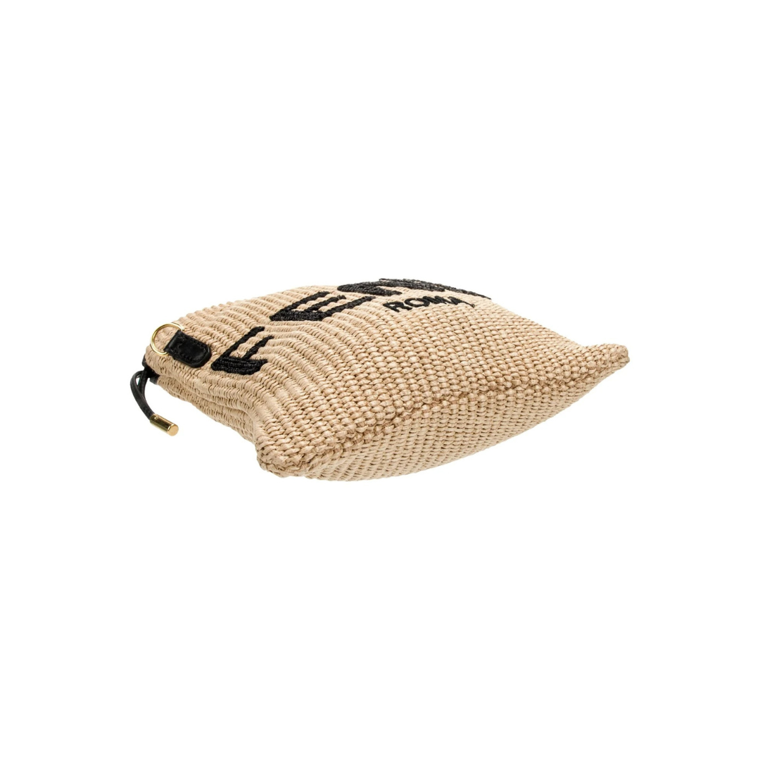 FENDI SACK SMALL GEWEBTE STROHTASCHE IN BEIGE