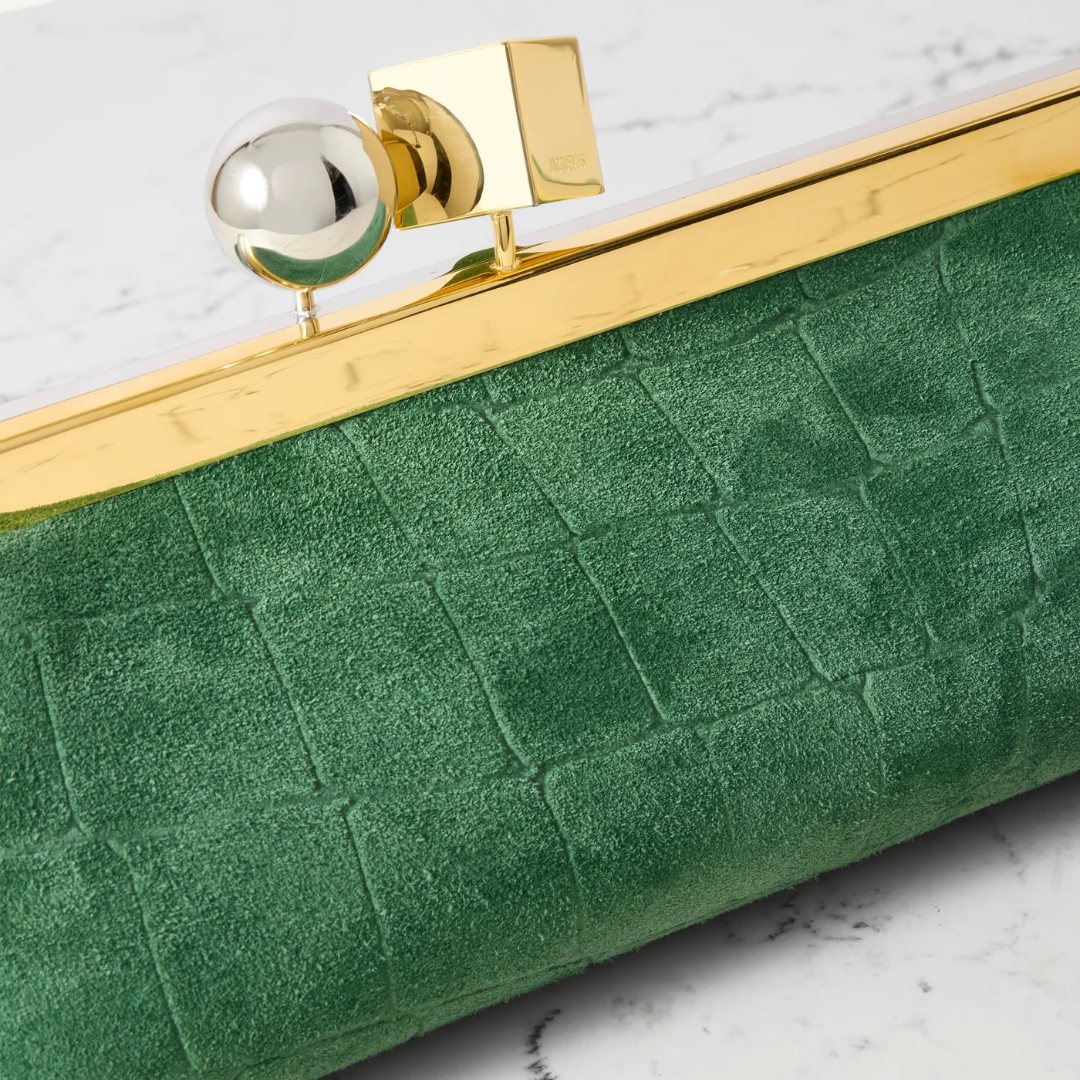 JACQUEMUS LE SALON CLUTCH AUS WILDLEDER MIT KROKO-EFFEKT
