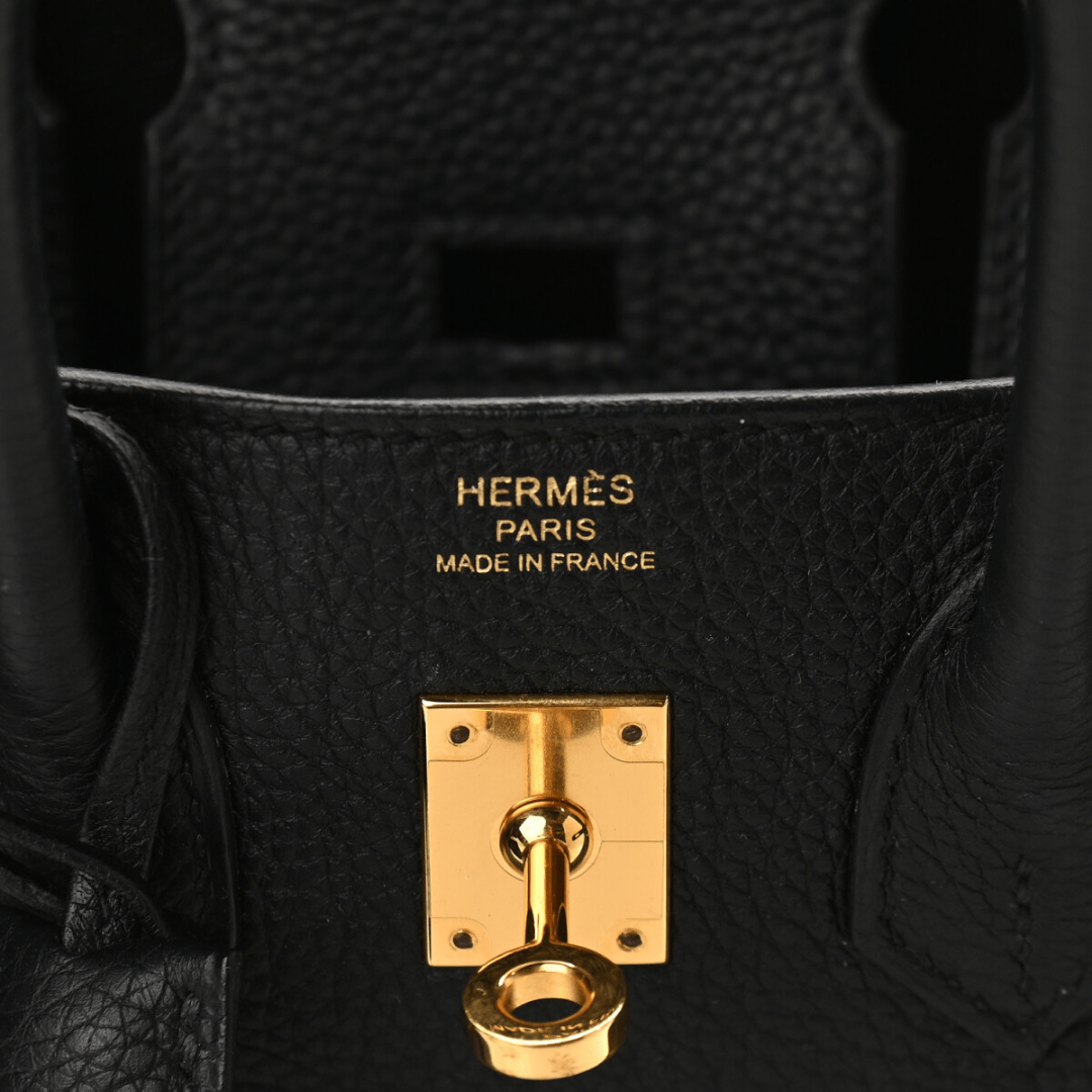 Hermès Birkin 25 Tasche mit goldener Hardware in Schwarz