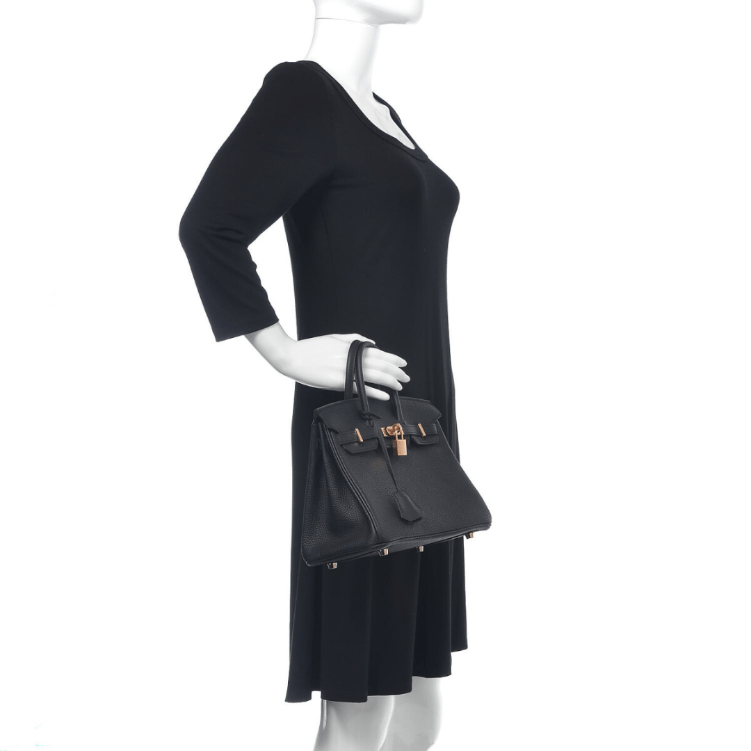 Hermès Birkin 25 Tasche mit goldener Hardware in Schwarz