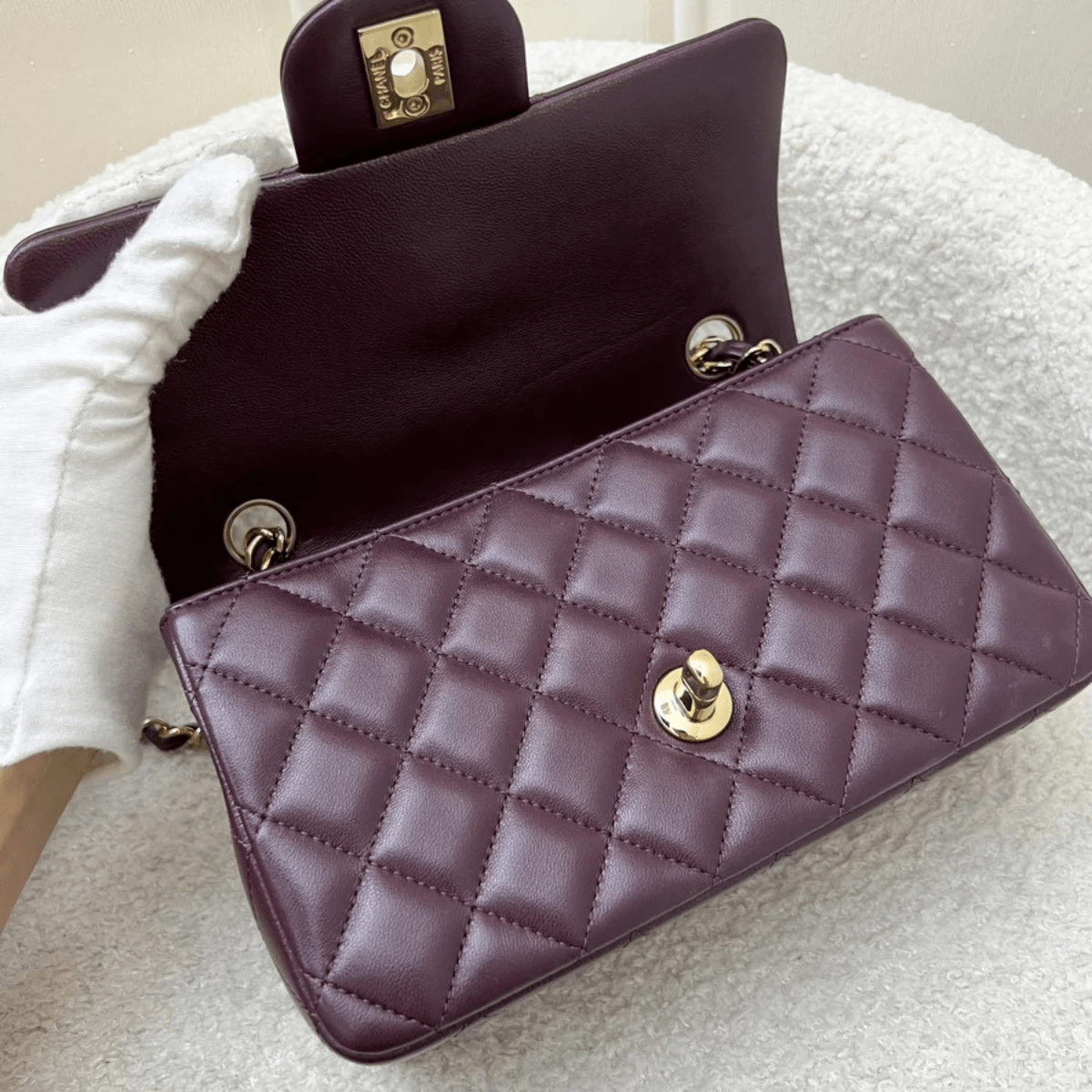 Chanel Mini Single Flap Wein