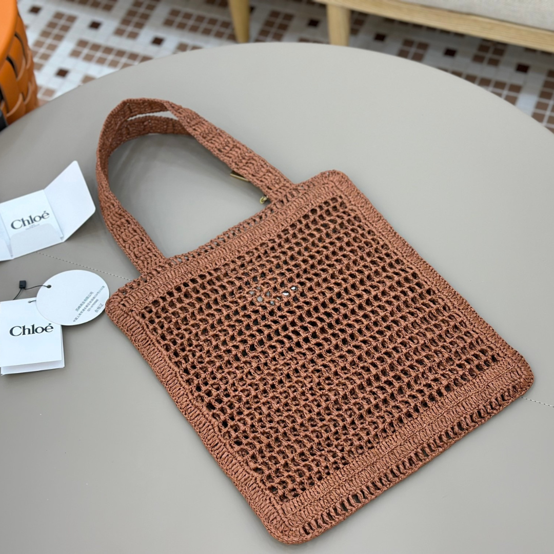 CHLOÉ SOMMER-BANANEN-TASCHE AUS RAPHIA